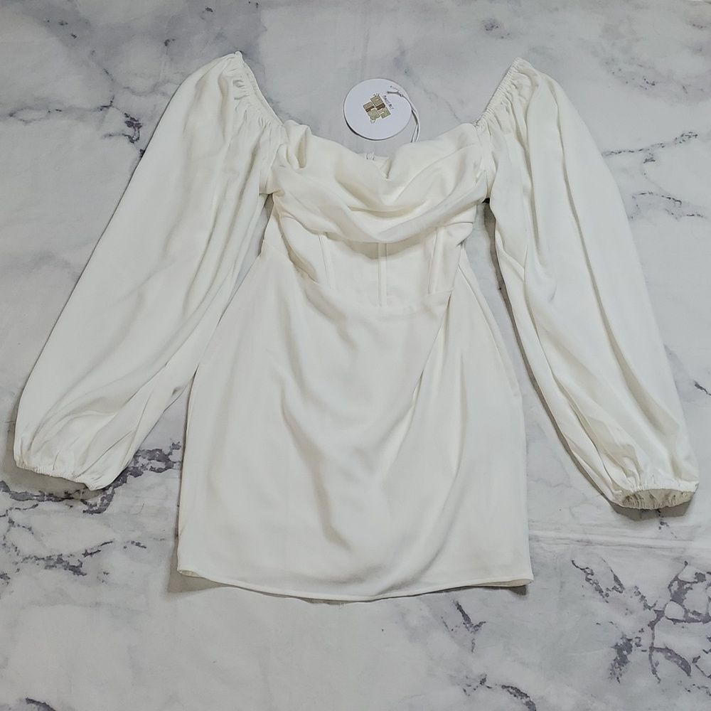 Princess Polly Lillie Long Sleeve White Mini Dress